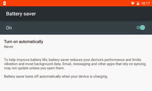 Android Lollipop Battery Saver