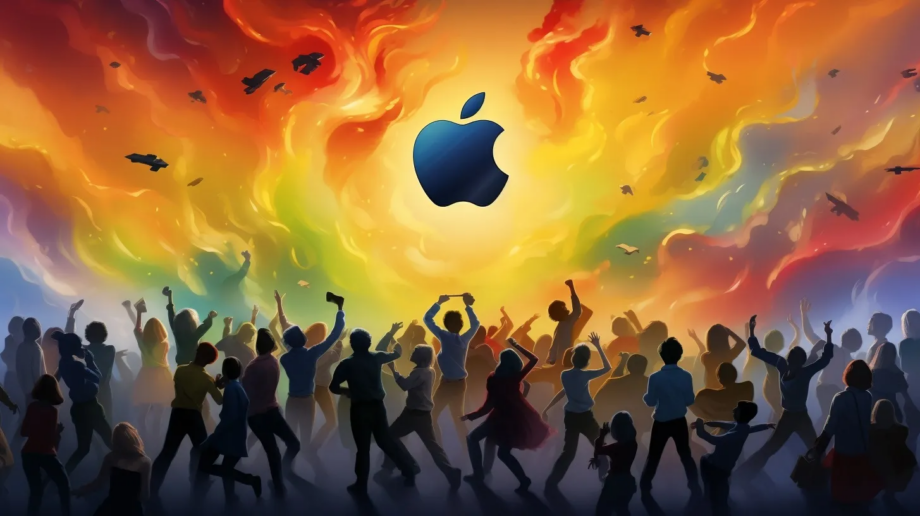 People Dancing to the Apple Logo