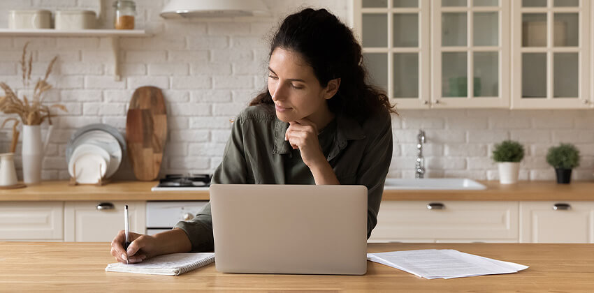 A woman preparing for an interview